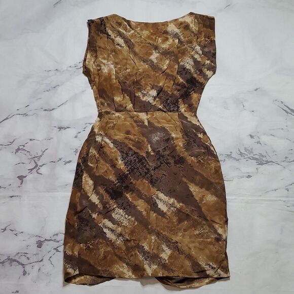 Witchery Silk Brown Print Dress - Picture 7 of 7